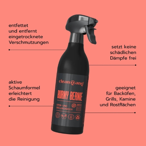 Grillreiniger Flasche – entfernt Fett, Eingebranntes und Ruß von Grillrosten, Backöfen und BBQ-Zubehör mühelos