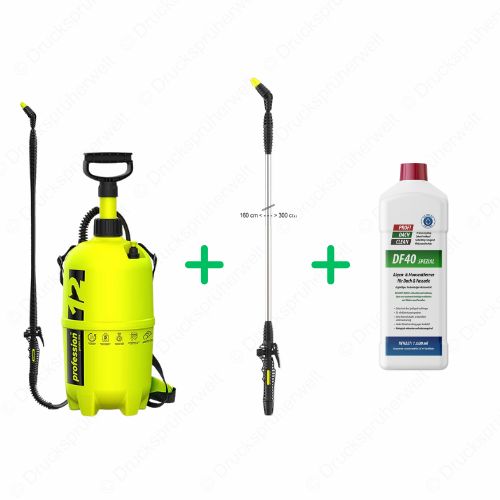dc004: P12 Drucksprüher + T300 Sprühlanze + 1L Profidachclean DF40