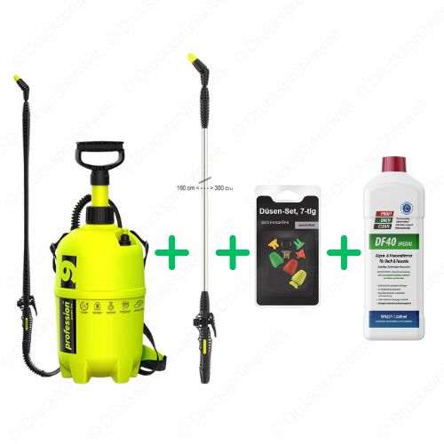 B032 Drucksprüher Profidachclean Spar Bundle mit 3m Lanze + 3 teiliges Düsen-Set+ Profidachclean