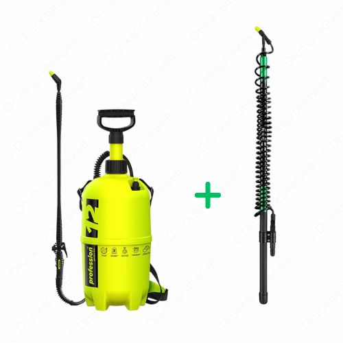 Profession 12L Drucksprüher mit KWT500 Teleskoplanze bis 5 Meter Profession 12 Liter Drucksprüher mit KWT500 Teleskoplanze bis 5 Meter, ideal für große Flächen, Dächer und Fassadenreinigung mit hoher Reichweite